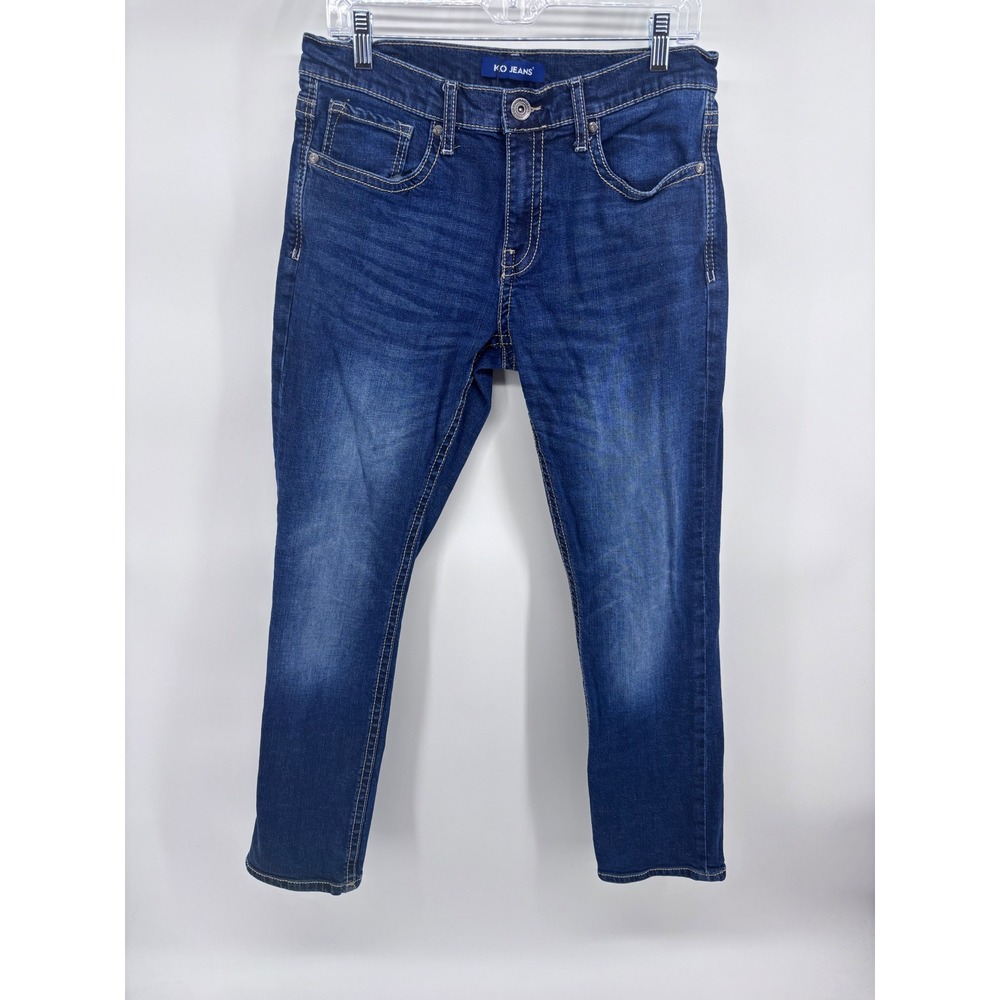 KO Jeans Mens Dark‎ Wash Denim Jeans 32x32 Slim Fit Straight Leg